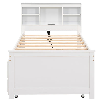Platform bed with storage headboard white finish HouseOfZazla on Tampa Home & Garden Store