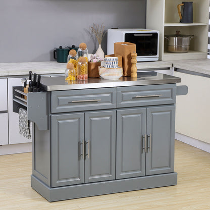 Stainless Steel Rolling Kitchen Cart with Drawers