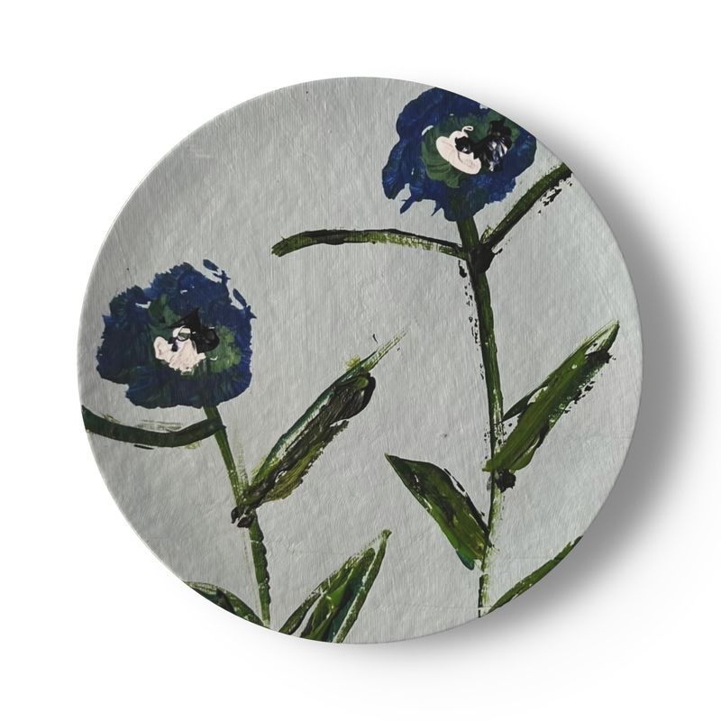 Posey china plate blue and teal floral motif by Erin Donahue Tice on Tampa Home & Garden Store