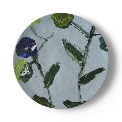 Set of blue and teal posey china plates by Erin Donahue Tice on Tampa Home & Garden Store