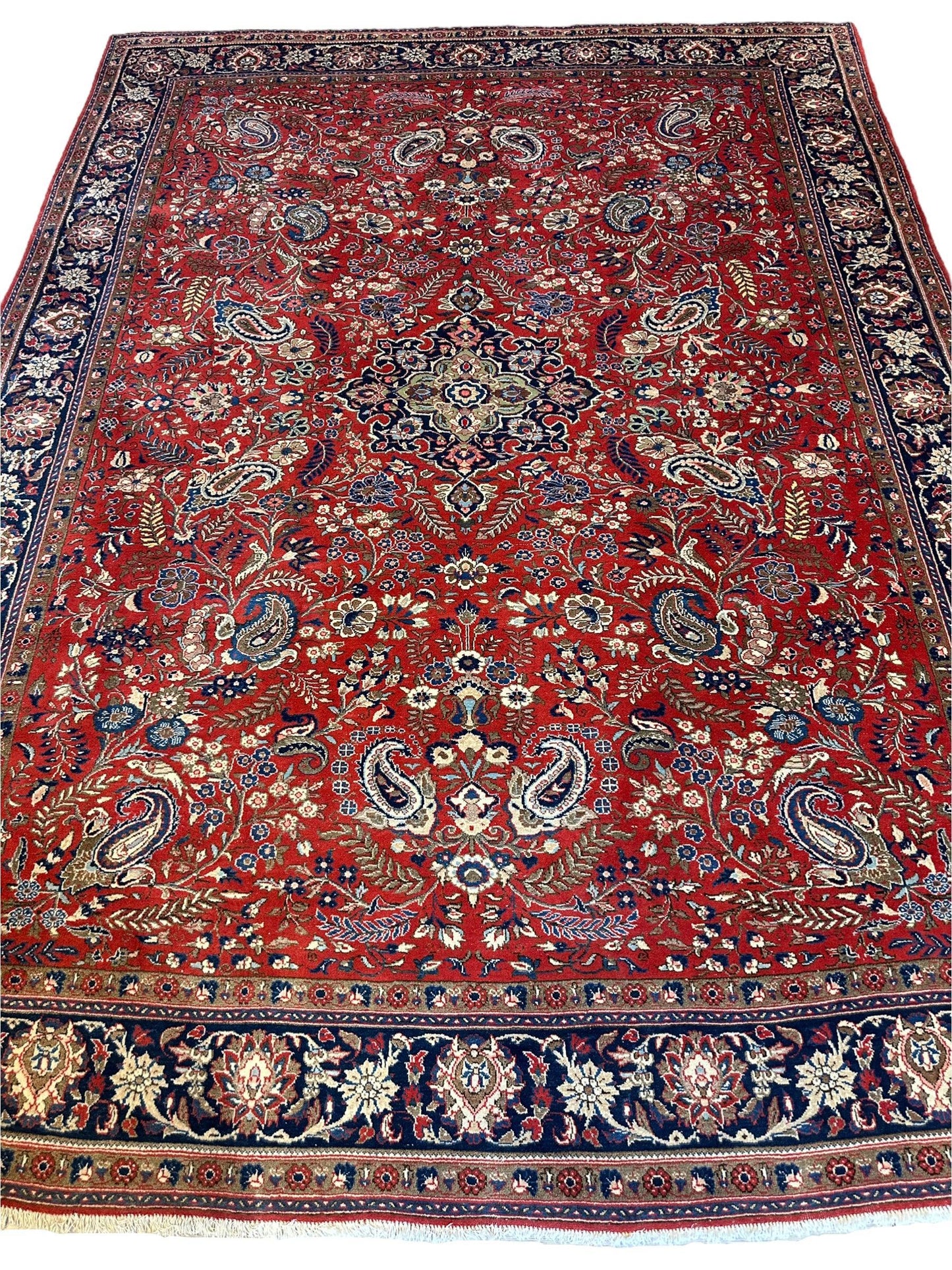 1940s Persian Yazd Area Rug 7’11” X 10’10″ - Tampa Home & Garden Store