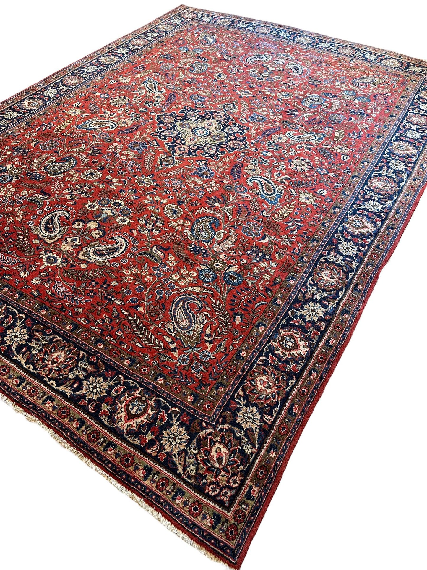 1940s Persian Yazd Area Rug 7’11” X 10’10″ - Tampa Home & Garden Store