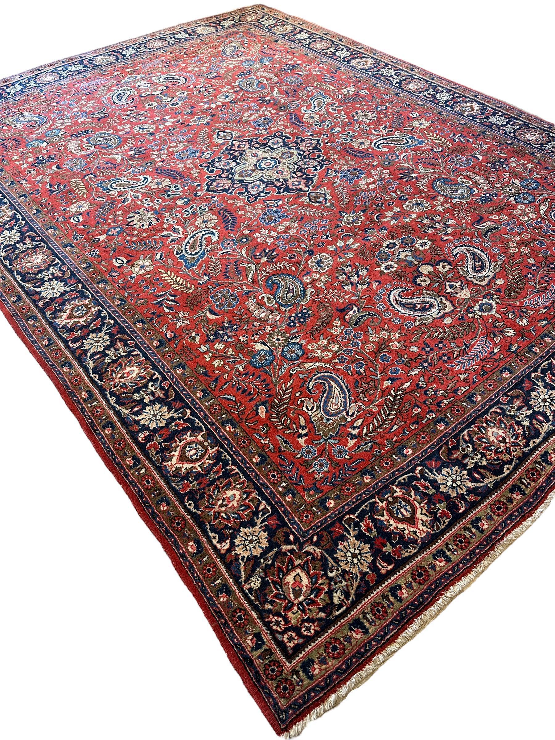 1940s Persian Yazd Area Rug 7’11” X 10’10″ - Tampa Home & Garden Store
