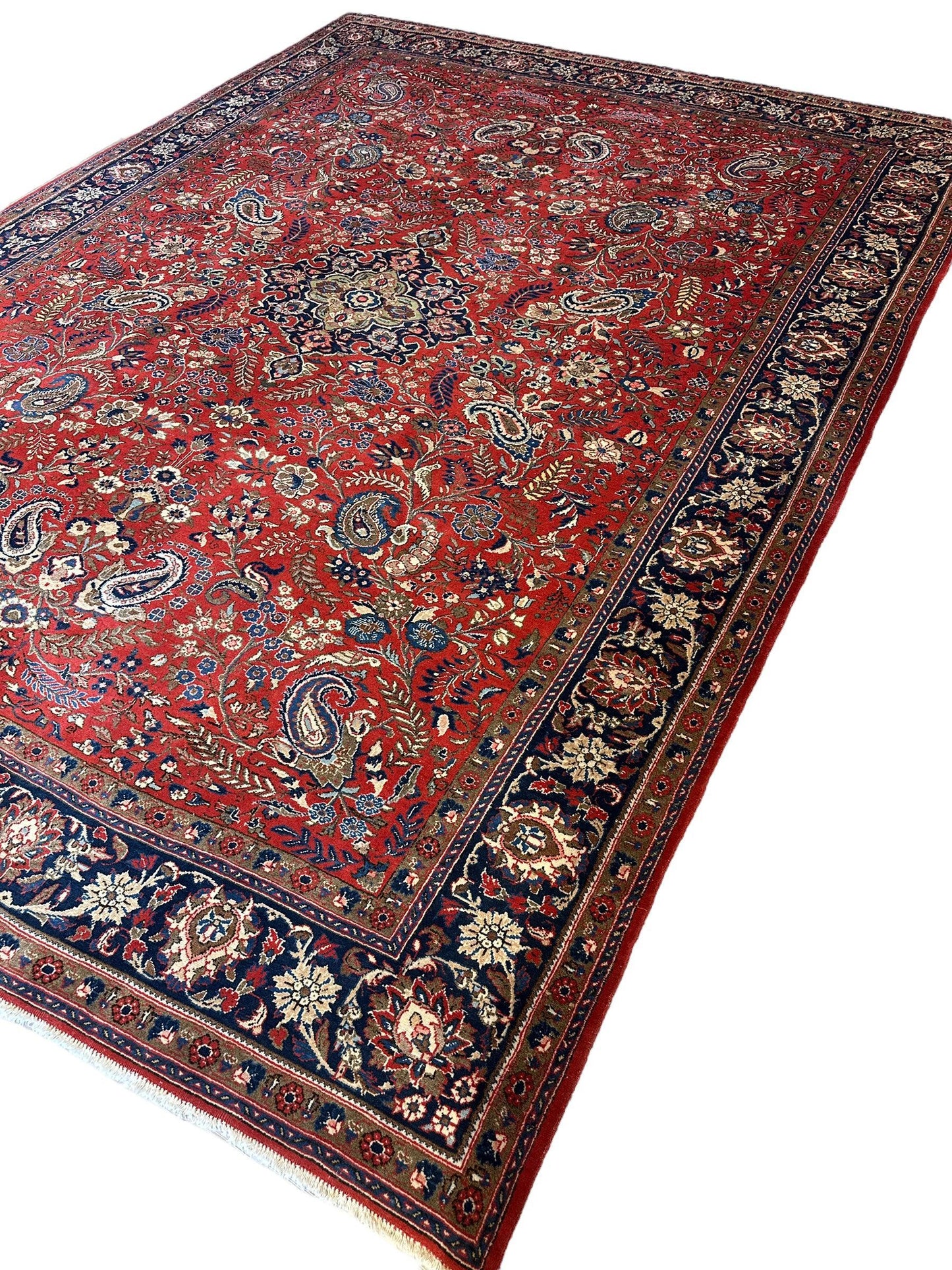 1940s Persian Yazd Area Rug 7’11” X 10’10″ - Tampa Home & Garden Store