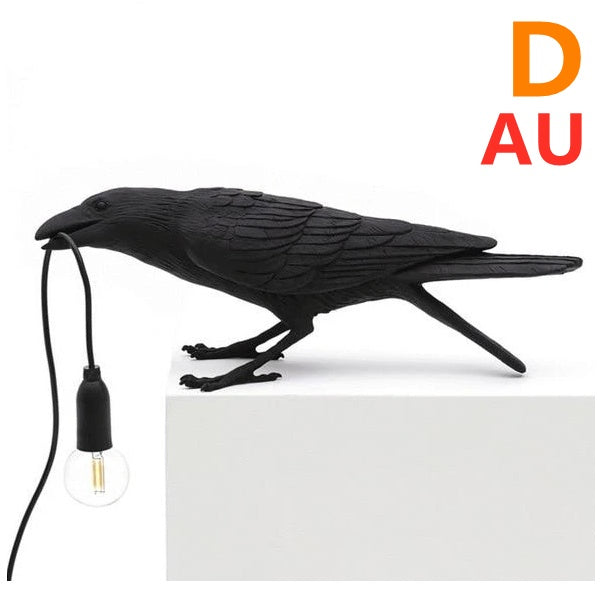 Creative Auspicious Bird Resin Wall Lamp black crow with hanging bulb by Sell My Stuff on Tampa Home & Garden Store