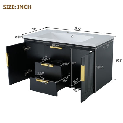 Wall Mounted Bathroom Vanity With Sink and Shelf