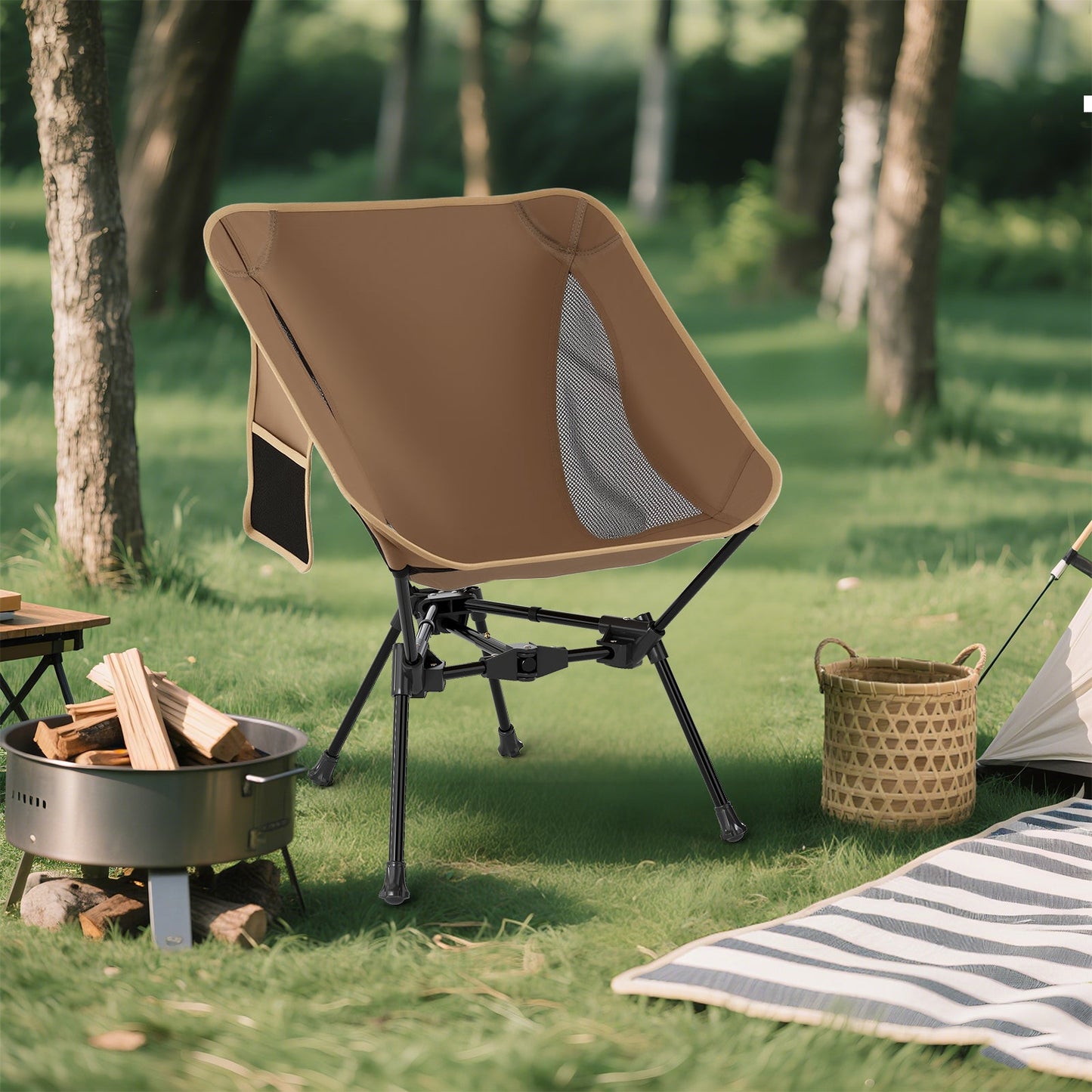 GemGear Portable Camping Chair Coffee color with compact carrying bag, folding chair on Tampa Home & Garden Store