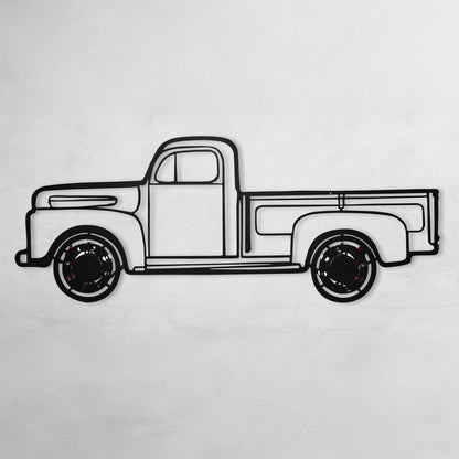 1949 Ford Pickup Wall Art – Classic Truck Steel Silhouette with Spinning Wheels-KAFMEKA041 - Tampa Home & Garden Store