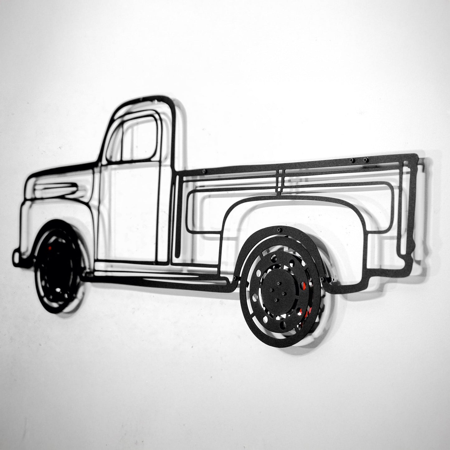 1949 Ford Pickup Wall Art – Classic Truck Steel Silhouette with Spinning Wheels-KAFMEKA041 - Tampa Home & Garden Store