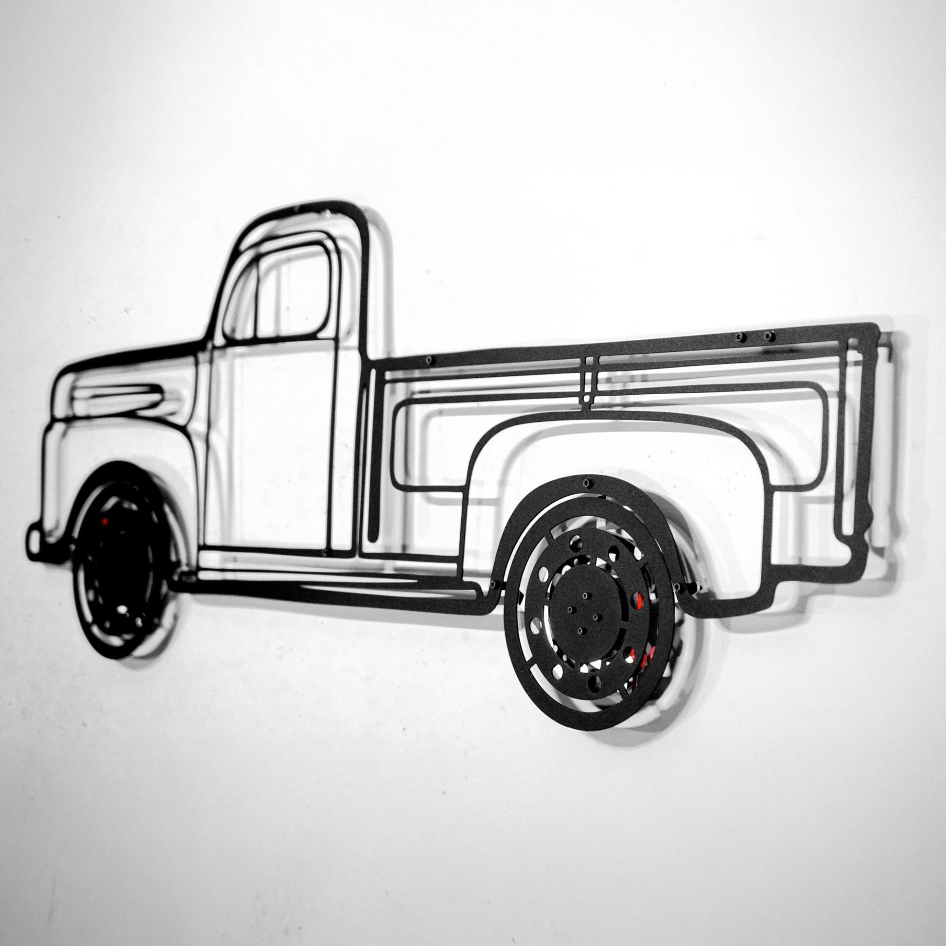 1949 Ford Pickup Wall Art – Classic Truck Steel Silhouette with Spinning Wheels-KAFMEKA041 - Tampa Home & Garden Store