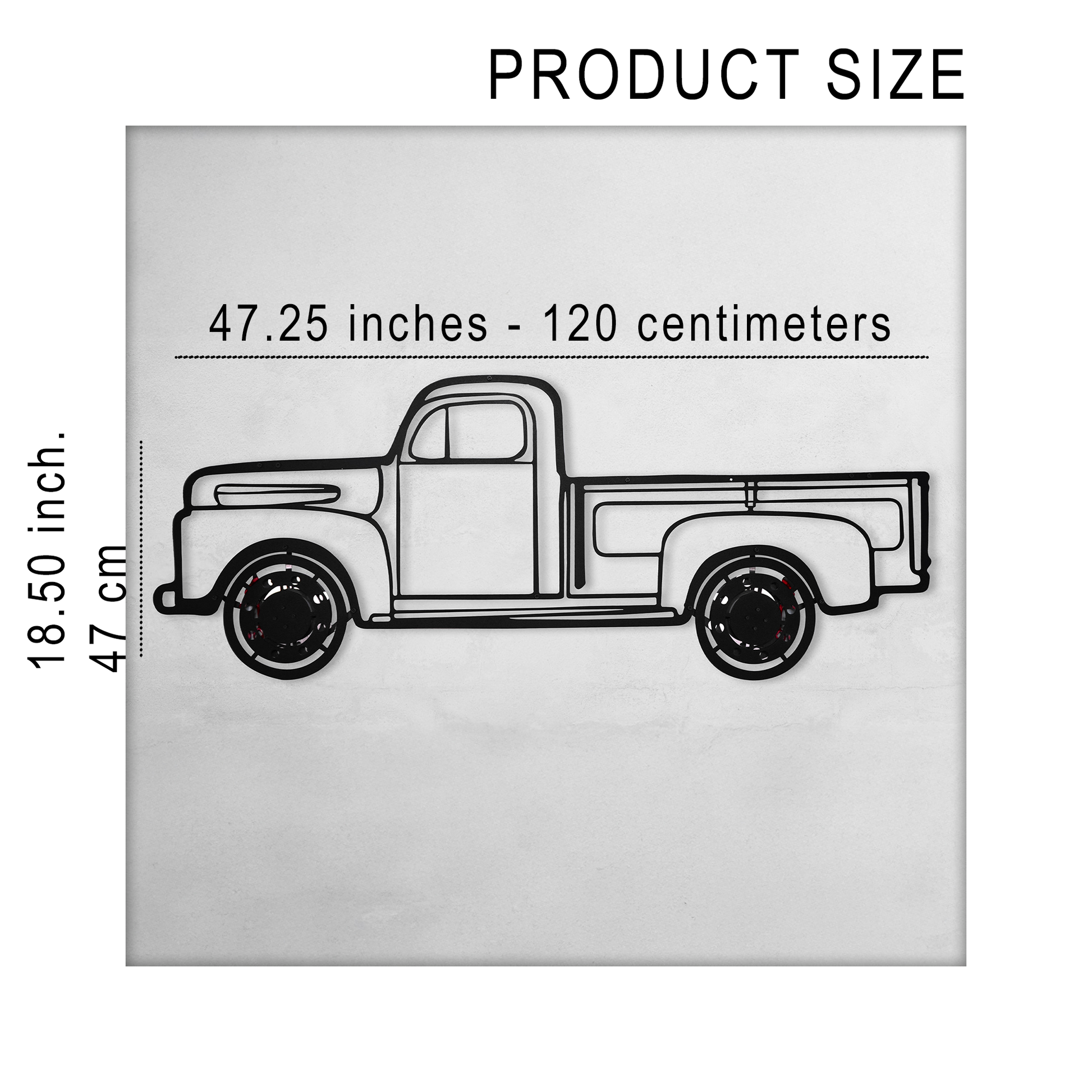 1949 Ford Pickup Wall Art – Classic Truck Steel Silhouette with Spinning Wheels-KAFMEKA041 - Tampa Home & Garden Store