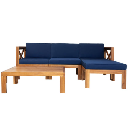 Topmax Outdoor Wood Sectional Sofa and Cushions