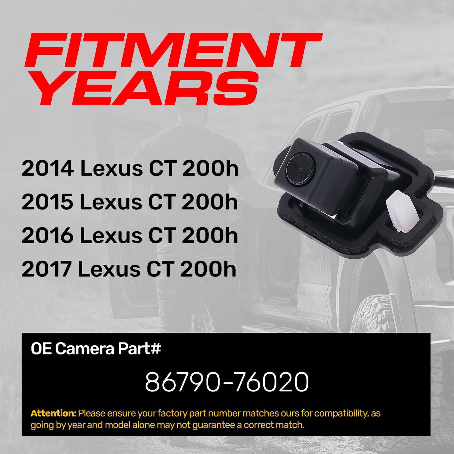 Backup camera for Lexus CT 200h, OEM replacement by Master Tailgaters, OE 86790-76020 on Tampa Home & Garden Store