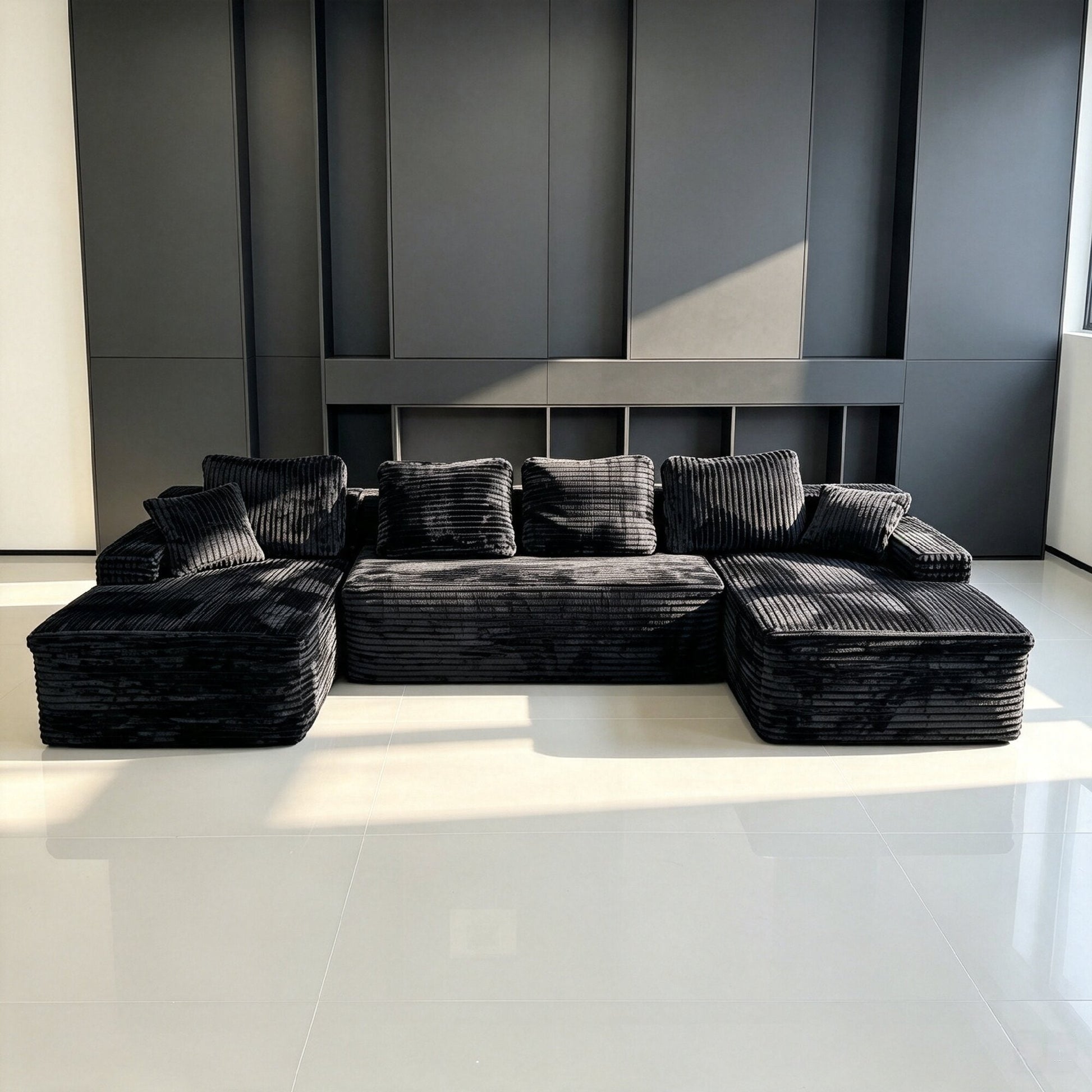 131-Inch Big Size Modular Sectional Oversized Sofa, dark charcoal fabric, HouseOfZazla on Tampa Home & Garden Store