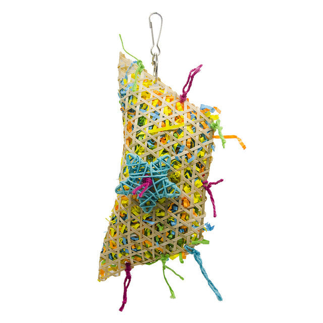 Bird brushed straw toy for birds, colorful woven lattice with tassels and hanging clip on Tampa Home & Garden Store