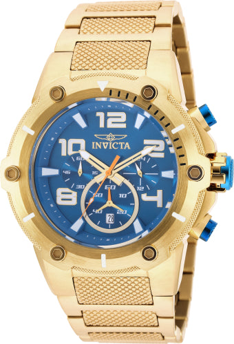 Invicta Men's Speedway watch, gold-tone stainless steel, blue dial with chronograph on Tampa Home & Garden Store