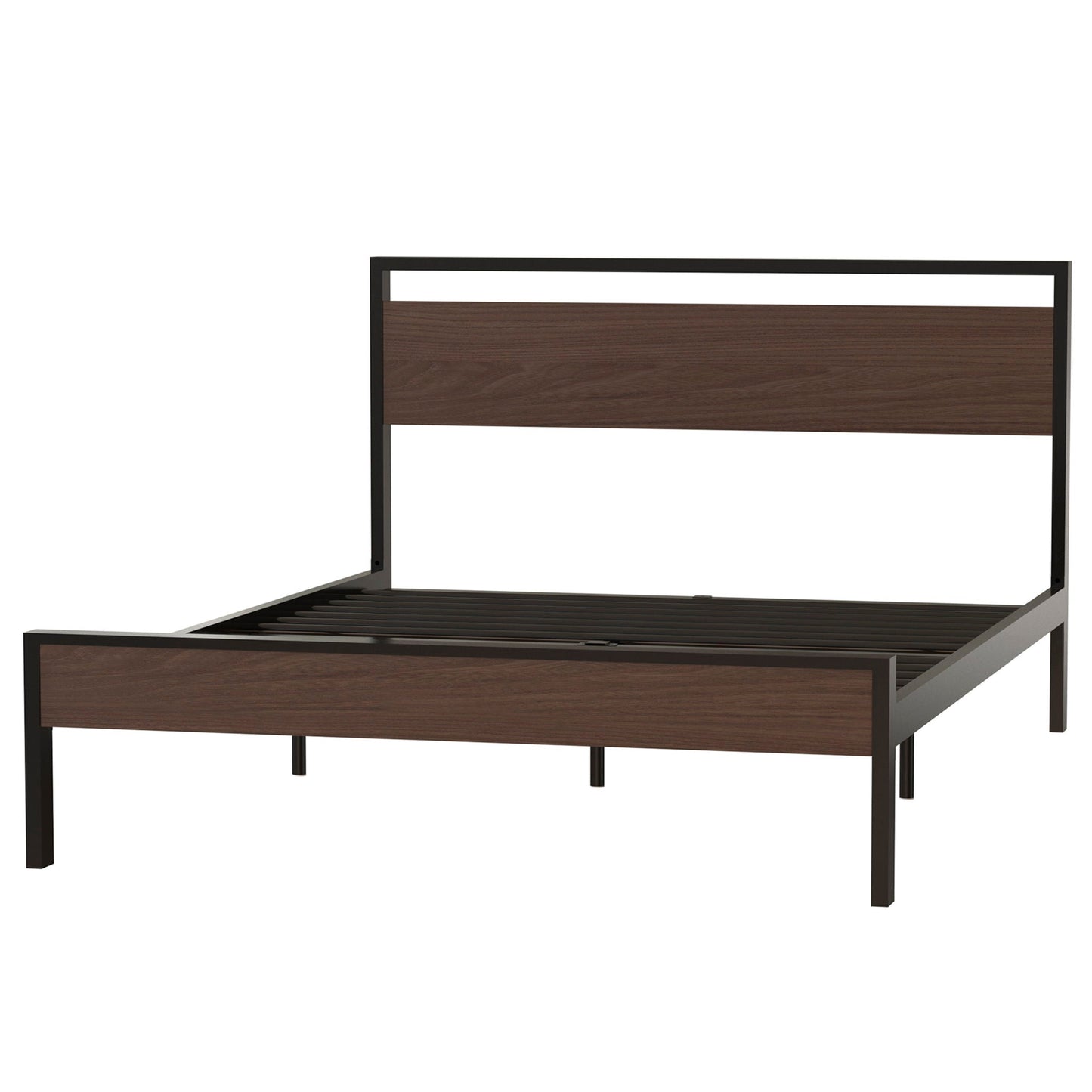 Ceres metal bed with wood headboard and footboard, dark finish, slat bed base visible on Tampa Home & Garden Store