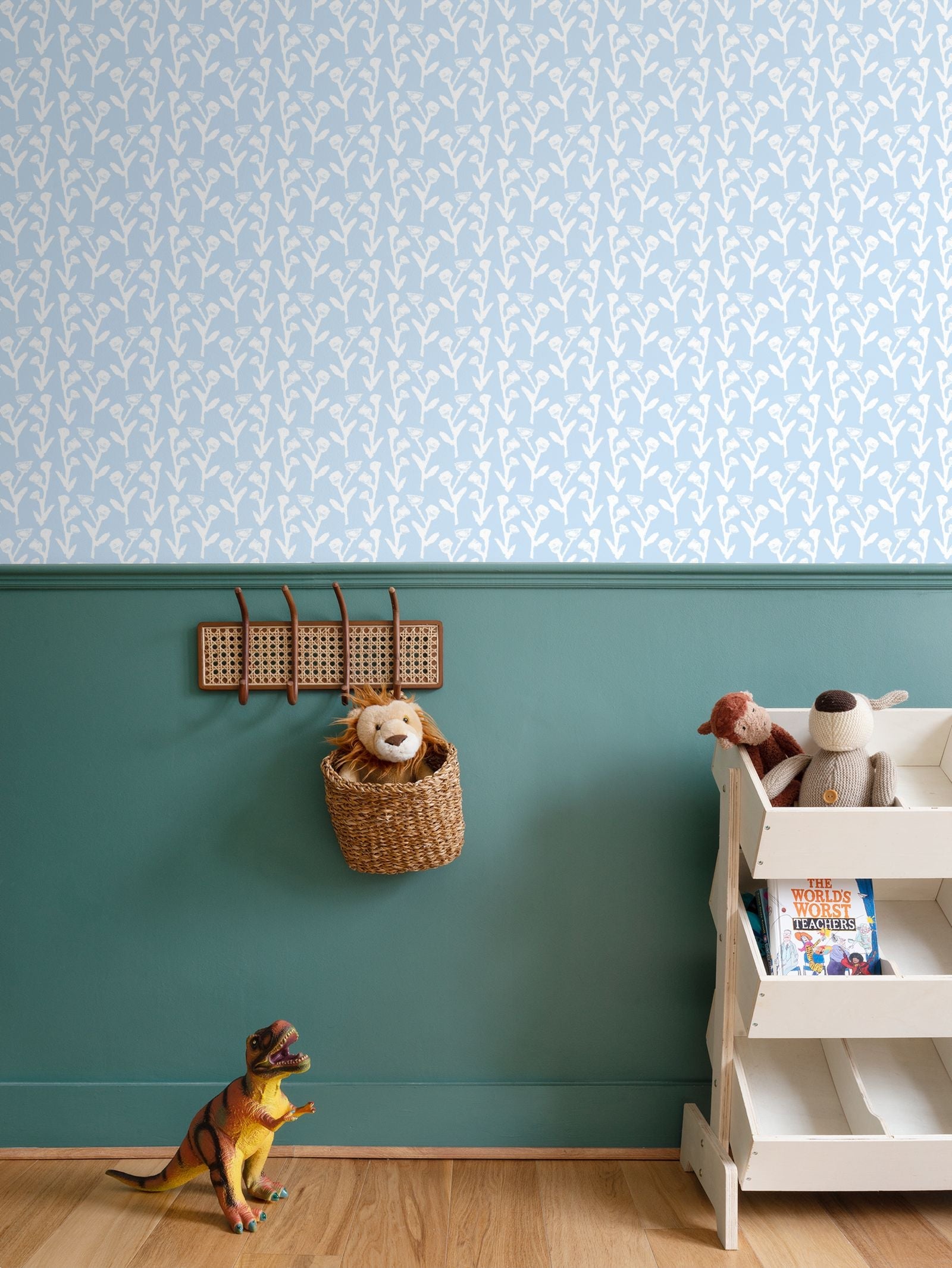 Ivy Manor Wallpaper Bluebird repeat pattern wallpaper with blue background Erin Donahue Tice on Tampa Home & Garden Store