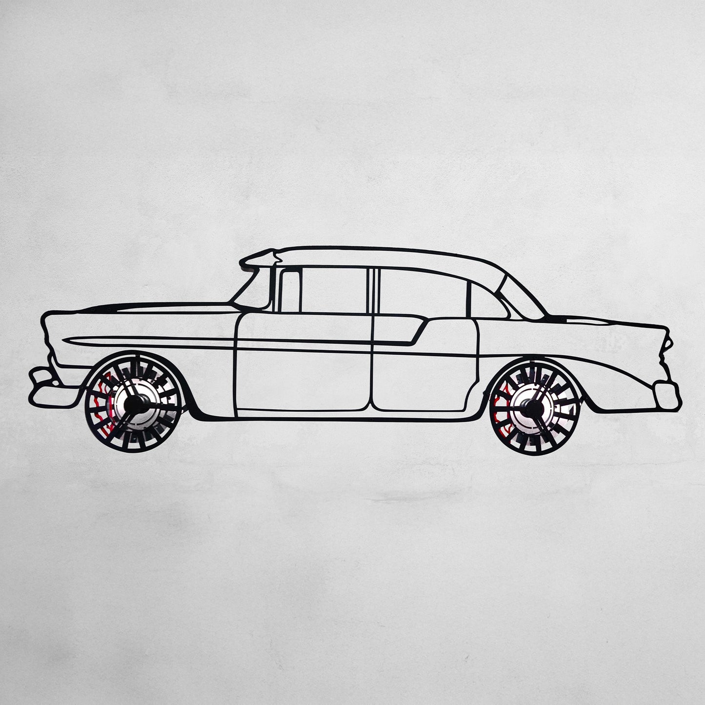 1956 Chevrolet Bel Air Wall Art – Classic Steel Silhouette with Spinning Wheels-KAFMEKA020 - Tampa Home & Garden Store