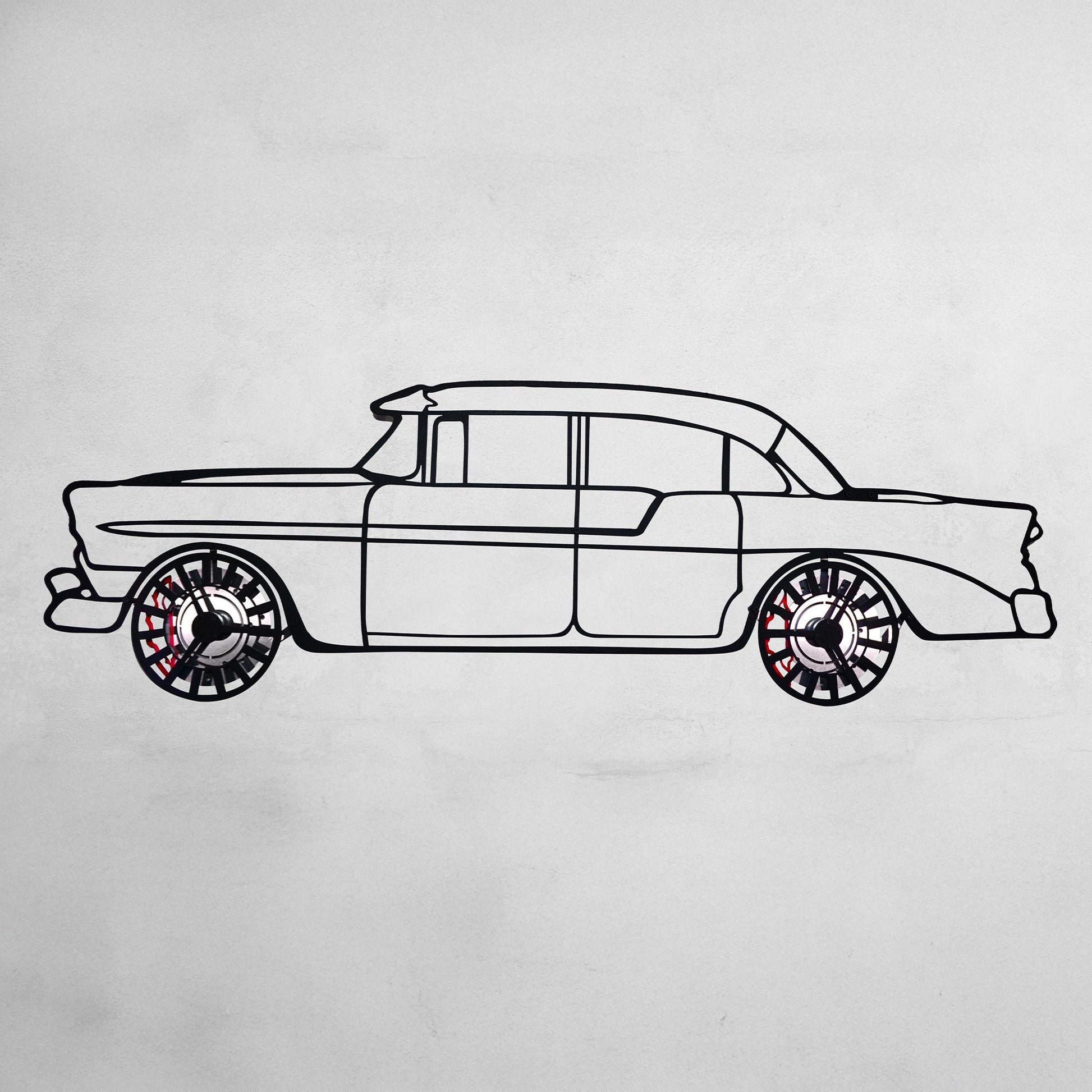 1956 Chevrolet Bel Air Wall Art – Classic Steel Silhouette with Spinning Wheels-KAFMEKA020 - Tampa Home & Garden Store