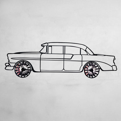 1956 Chevrolet Bel Air Wall Art – Classic Steel Silhouette with Spinning Wheels-KAFMEKA020 - Tampa Home & Garden Store