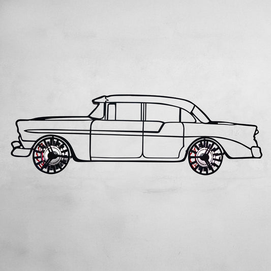 1956 Chevrolet Bel Air Wall Art – Classic Steel Silhouette with Spinning Wheels-KAFMEKA020 - Tampa Home & Garden Store
