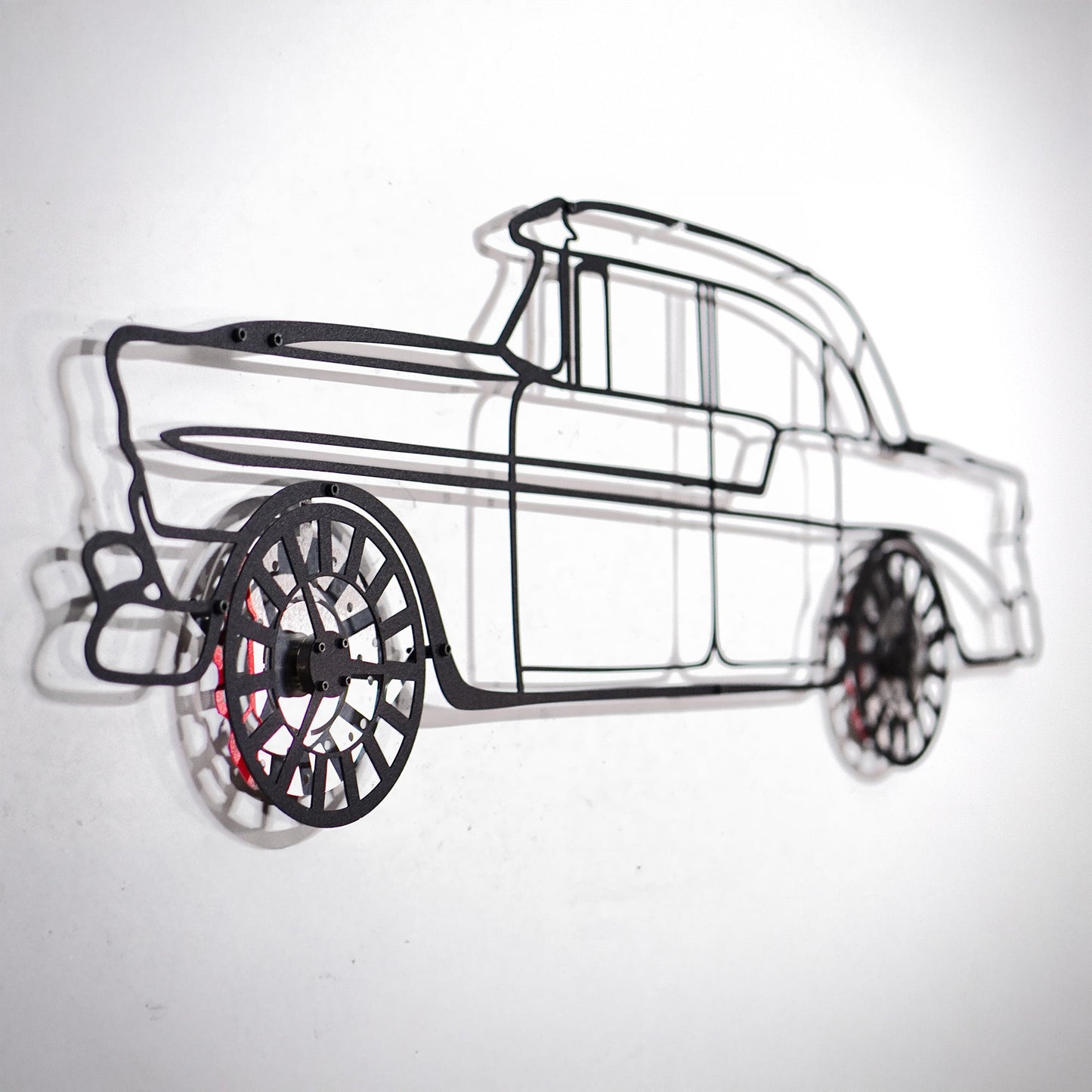 1956 Chevrolet Bel Air Wall Art – Classic Steel Silhouette with Spinning Wheels-KAFMEKA020 - Tampa Home & Garden Store
