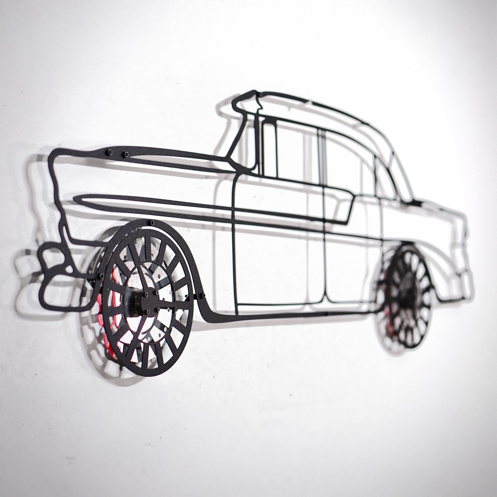 1956 Chevrolet Bel Air Wall Art – Classic Steel Silhouette with Spinning Wheels-KAFMEKA020 - Tampa Home & Garden Store