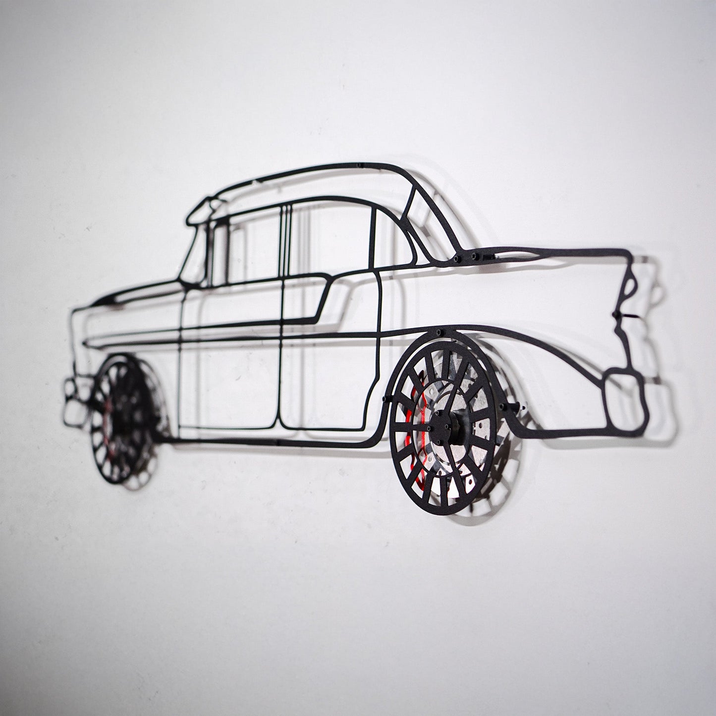1956 Chevrolet Bel Air Wall Art – Classic Steel Silhouette with Spinning Wheels-KAFMEKA020 - Tampa Home & Garden Store