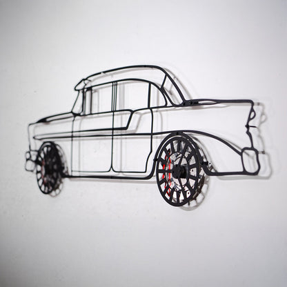 1956 Chevrolet Bel Air Wall Art – Classic Steel Silhouette with Spinning Wheels-KAFMEKA020 - Tampa Home & Garden Store