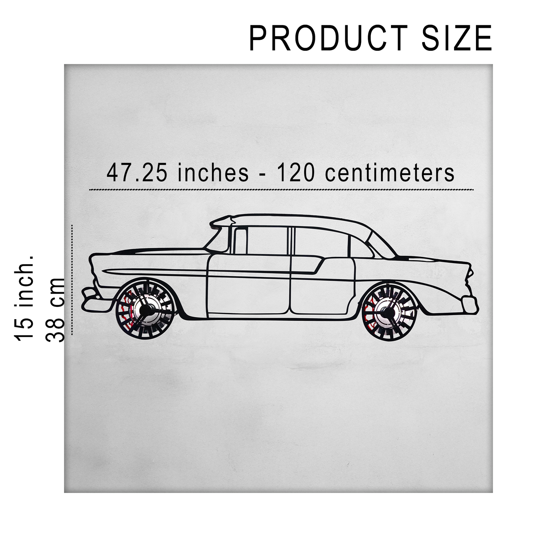 1956 Chevrolet Bel Air Wall Art – Classic Steel Silhouette with Spinning Wheels-KAFMEKA020 - Tampa Home & Garden Store