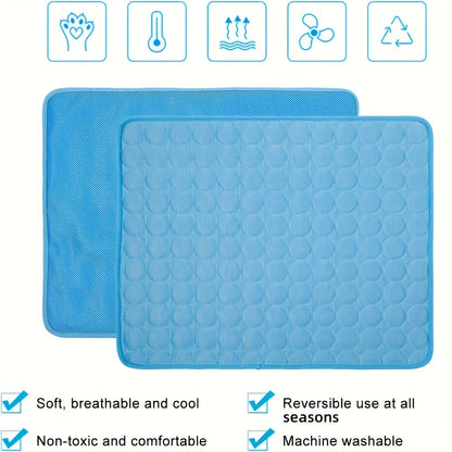 Blue ice-silk dog cooling mat set of 2; breathable, non-toxic pads for kennels, crates, cars on Tampa Home & Garden Store