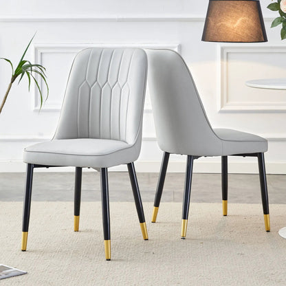 Modern chair set in light gray upholstery with black metal legs, 3 chairs Unique Piece Furniture on Tampa Home & Garden Store