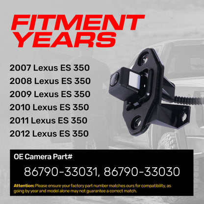 Backup camera Master Tailgaters for Lexus ES 350, OEM replacement 86790-33030/86790-33031 on Tampa Home & Garden Store