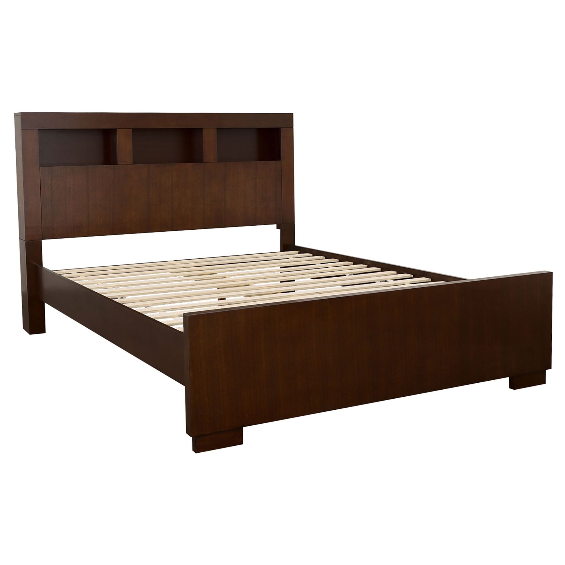 Ardino California King Bed with Bookcase Headboard cappuccino finish by HouseOfZazla storage bed on Tampa Home & Garden Store
