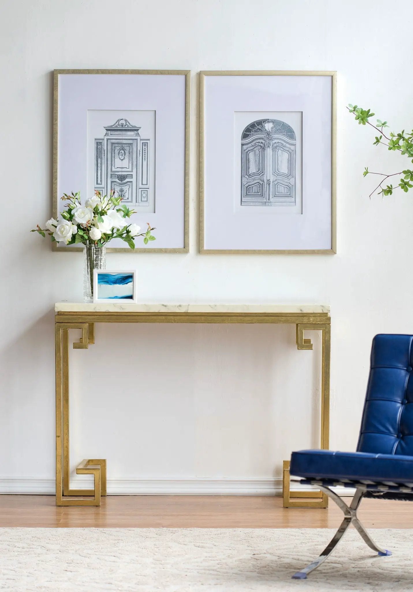 Fake Pencil Architectural Wall Art Set of 2 prints in gold-tone frames by Unique Piece Furniture on Tampa Home & Garden Store