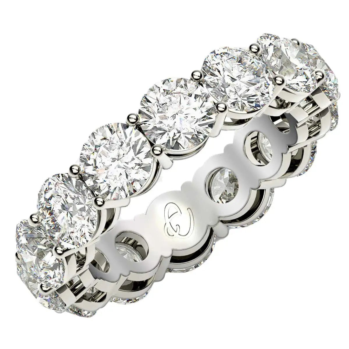 Round-cut lab-grown diamond eternity ring in 14k white gold with multi-stone band Bids.com on Tampa Home & Garden Store