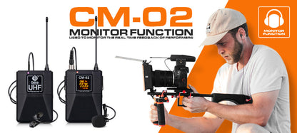 Wireless microphone system with monitor function, two UHF receivers and lavalier mic for on-set filming on Tampa Home & Garden Store