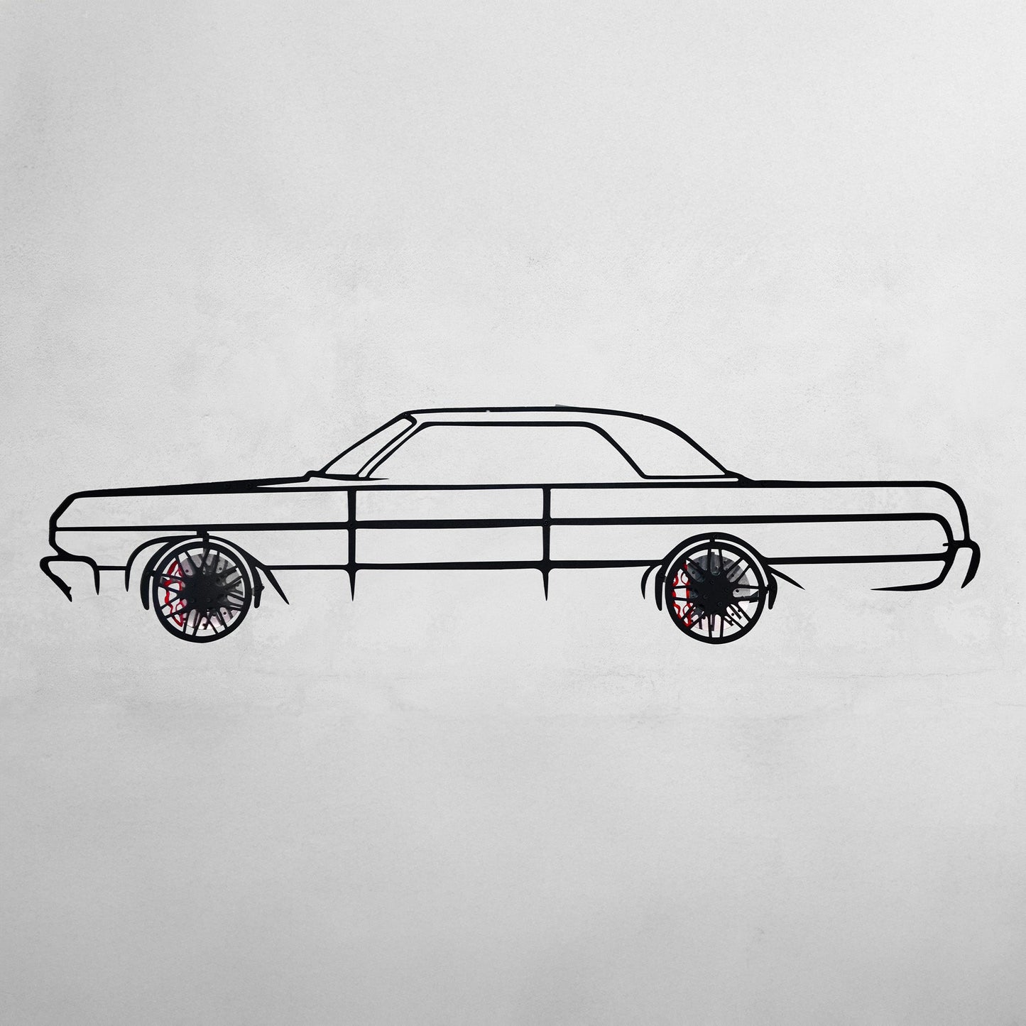 1964 Chevrolet Impala Wall Art – Classic Steel Silhouette with Spinning Wheels-KAFMEKA022 - Tampa Home & Garden Store