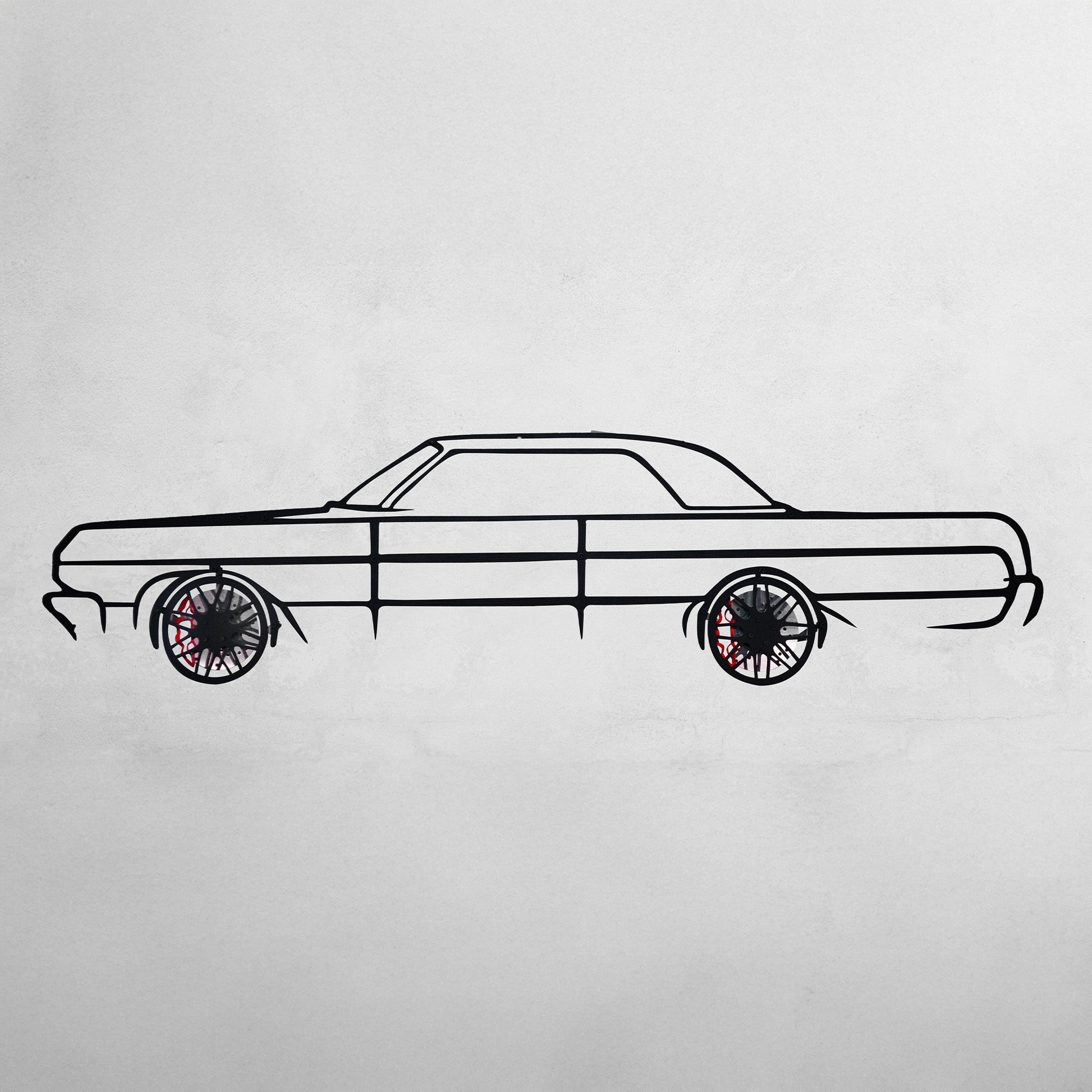 1964 Chevrolet Impala Wall Art – Classic Steel Silhouette with Spinning Wheels-KAFMEKA022 - Tampa Home & Garden Store