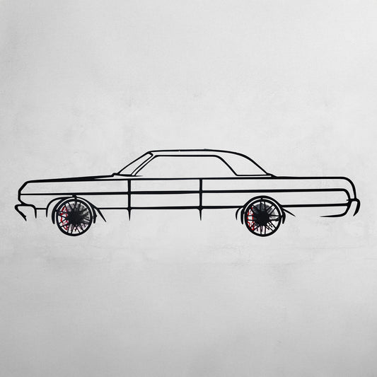 1964 Chevrolet Impala Wall Art – Classic Steel Silhouette with Spinning Wheels-KAFMEKA022 - Tampa Home & Garden Store