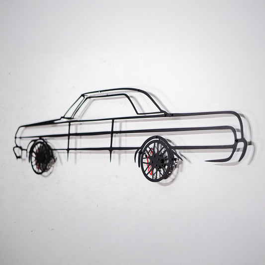 1964 Chevrolet Impala Wall Art – Classic Steel Silhouette with Spinning Wheels-KAFMEKA022 - Tampa Home & Garden Store
