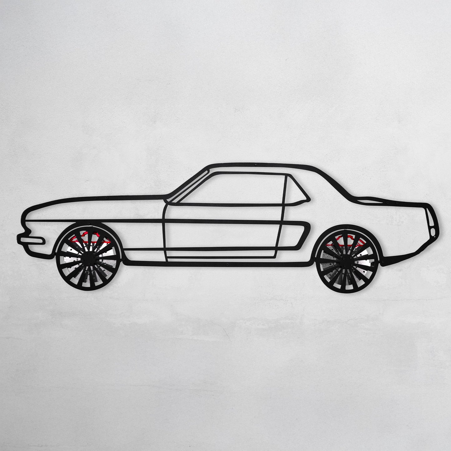 1964 Ford Mustang Wall Art – Classic Steel Silhouette with Spinning Wheels-KAFMEKA025 - Tampa Home & Garden Store