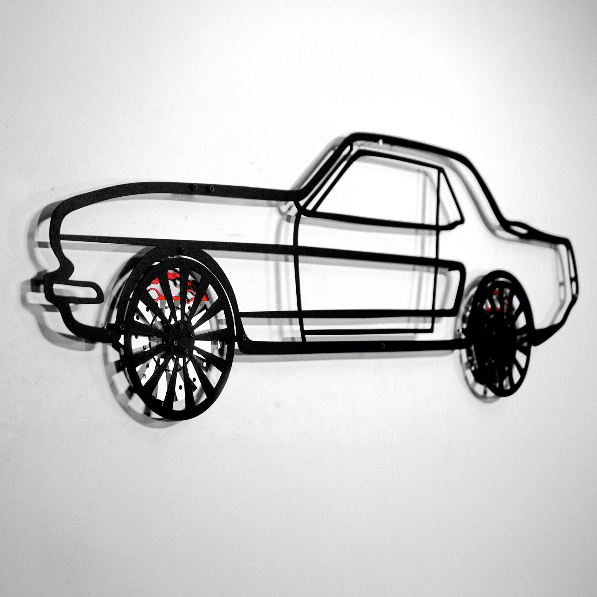 1964 Ford Mustang Wall Art – Classic Steel Silhouette with Spinning Wheels-KAFMEKA025 - Tampa Home & Garden Store