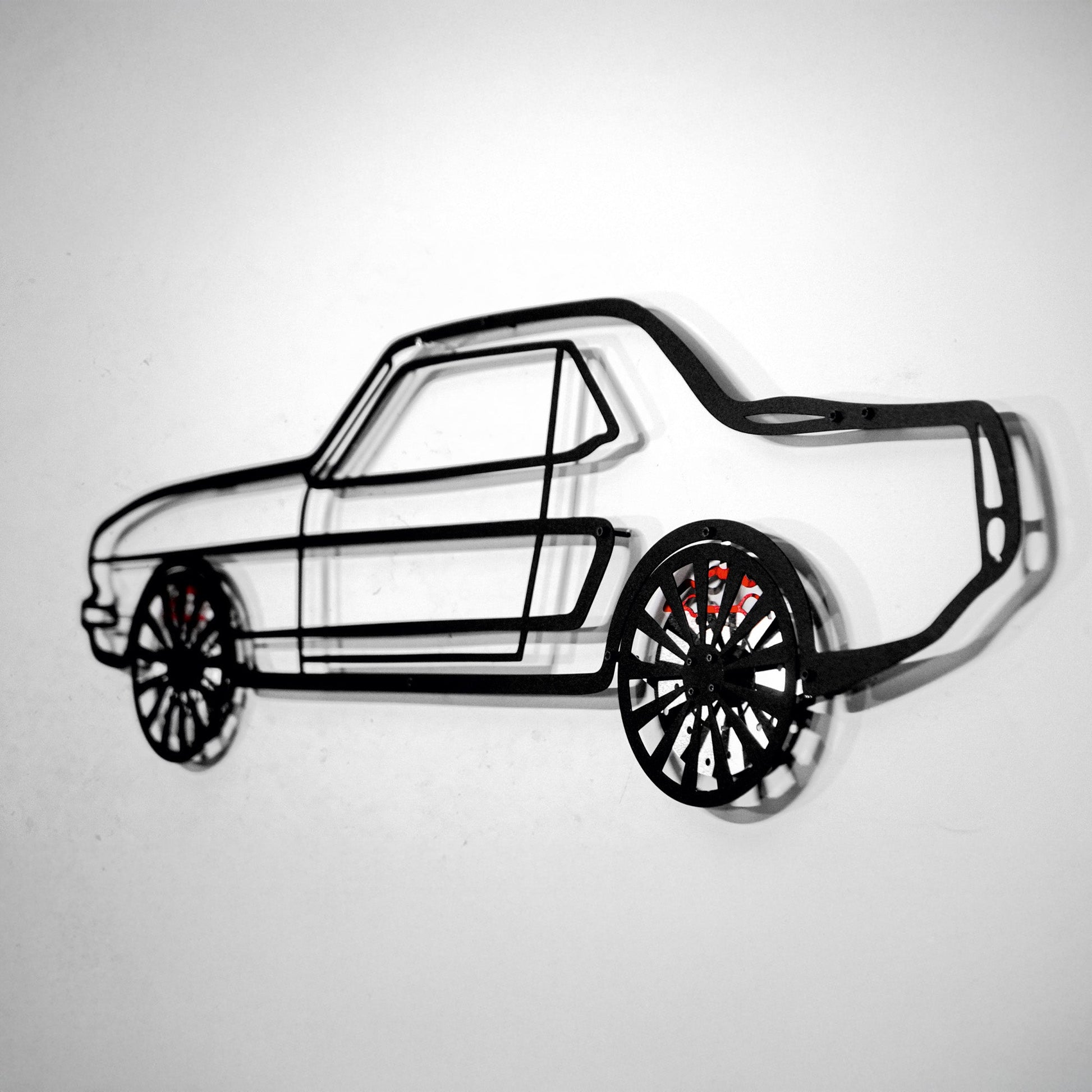 1964 Ford Mustang Wall Art – Classic Steel Silhouette with Spinning Wheels-KAFMEKA025 - Tampa Home & Garden Store