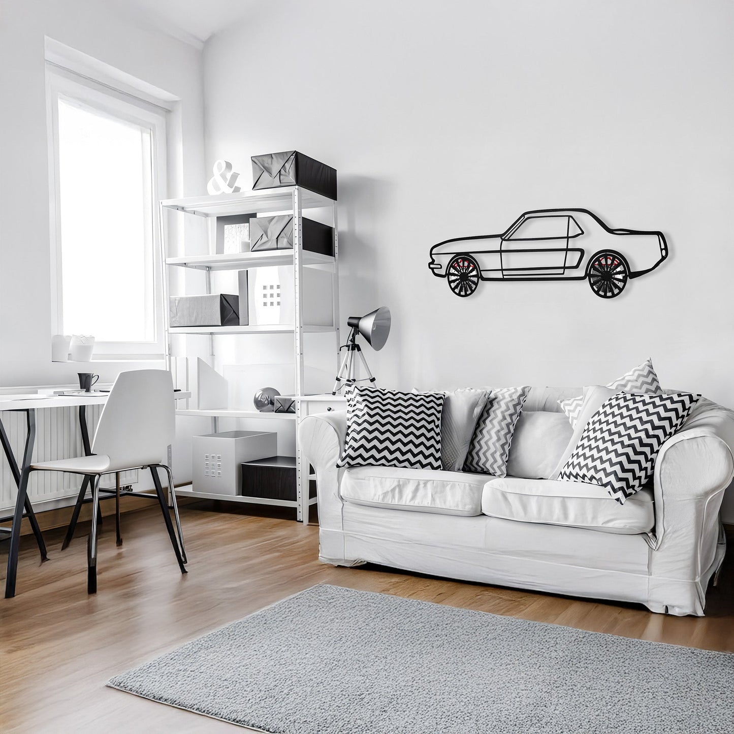 1964 Ford Mustang Wall Art – Classic Steel Silhouette with Spinning Wheels-KAFMEKA025 - Tampa Home & Garden Store