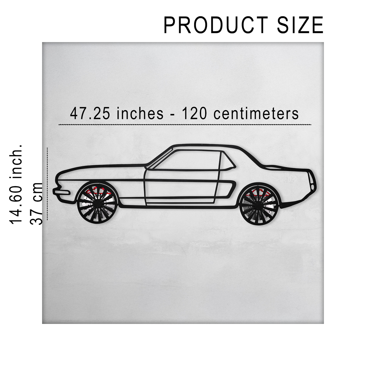 1964 Ford Mustang Wall Art – Classic Steel Silhouette with Spinning Wheels-KAFMEKA025 - Tampa Home & Garden Store