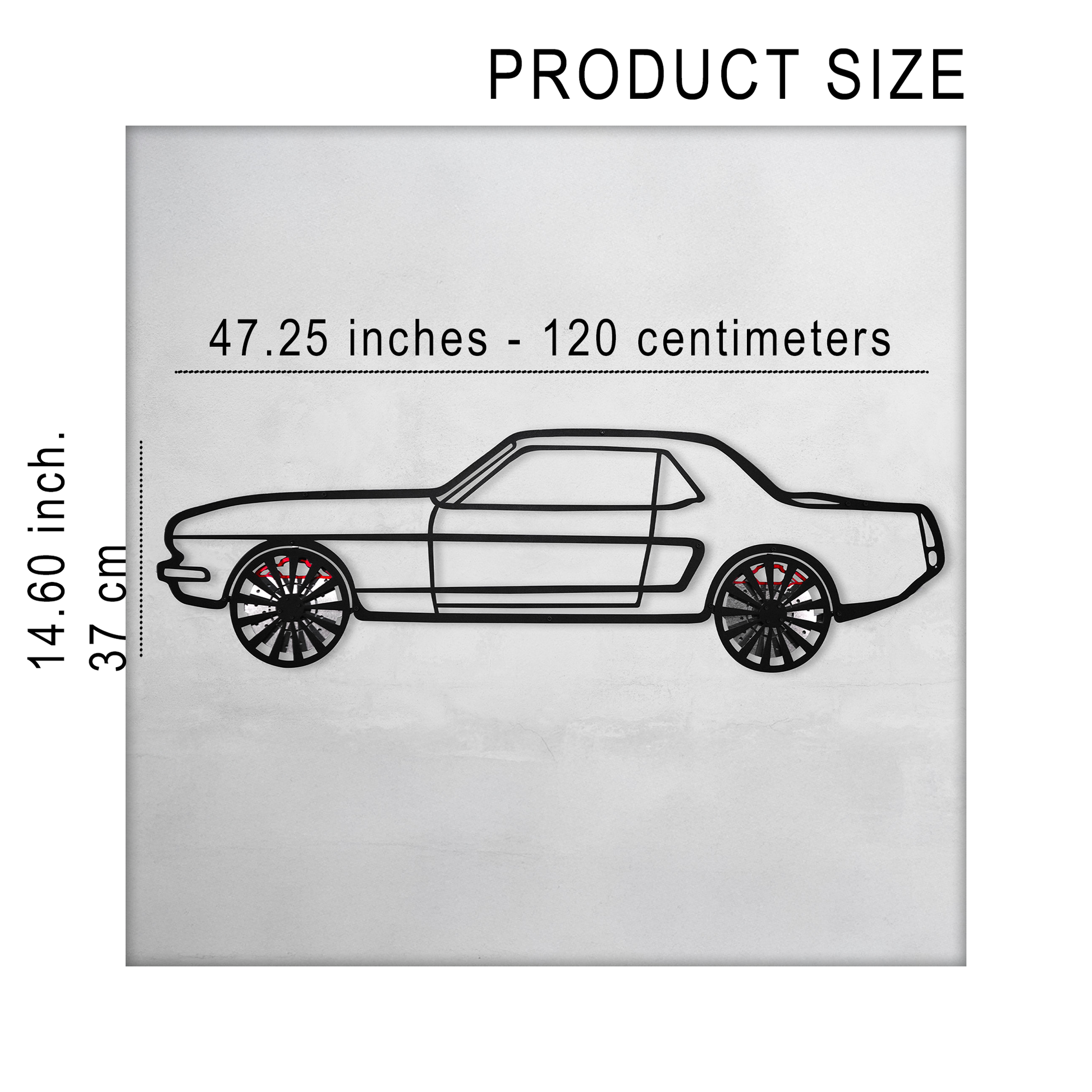 1964 Ford Mustang Wall Art – Classic Steel Silhouette with Spinning Wheels-KAFMEKA025 - Tampa Home & Garden Store