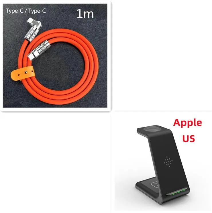 FLIPSTYLEZLLC 3-in-1 wireless charging station with phone holder black stand and orange 1m cable on Tampa Home & Garden Store