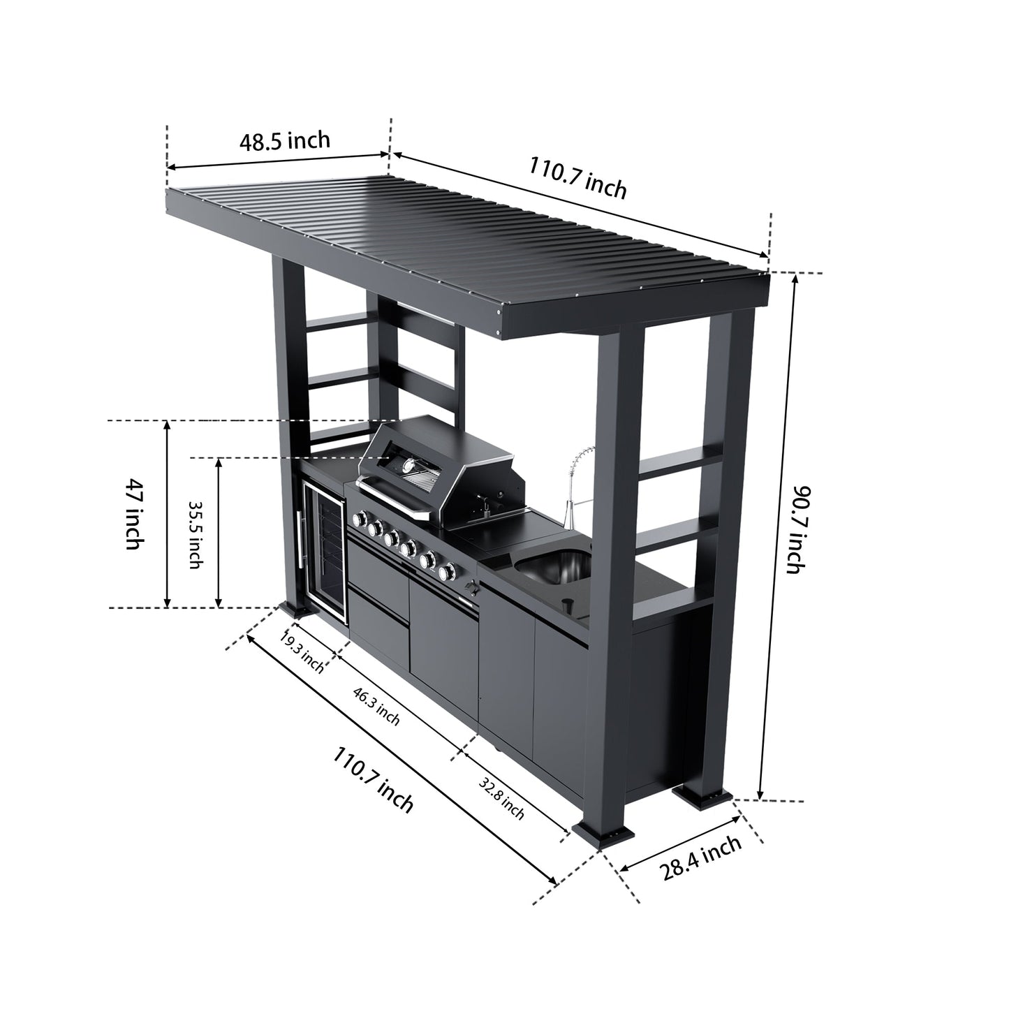 110-Inch Deluxe Stainless Steel Gas Outdoor Kitchen Grill Island with built-in grill and storage HouseOfZazla on Tampa Home & Garden Store
